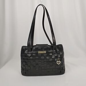Brighton Black Woven Leather Shoulder Bag